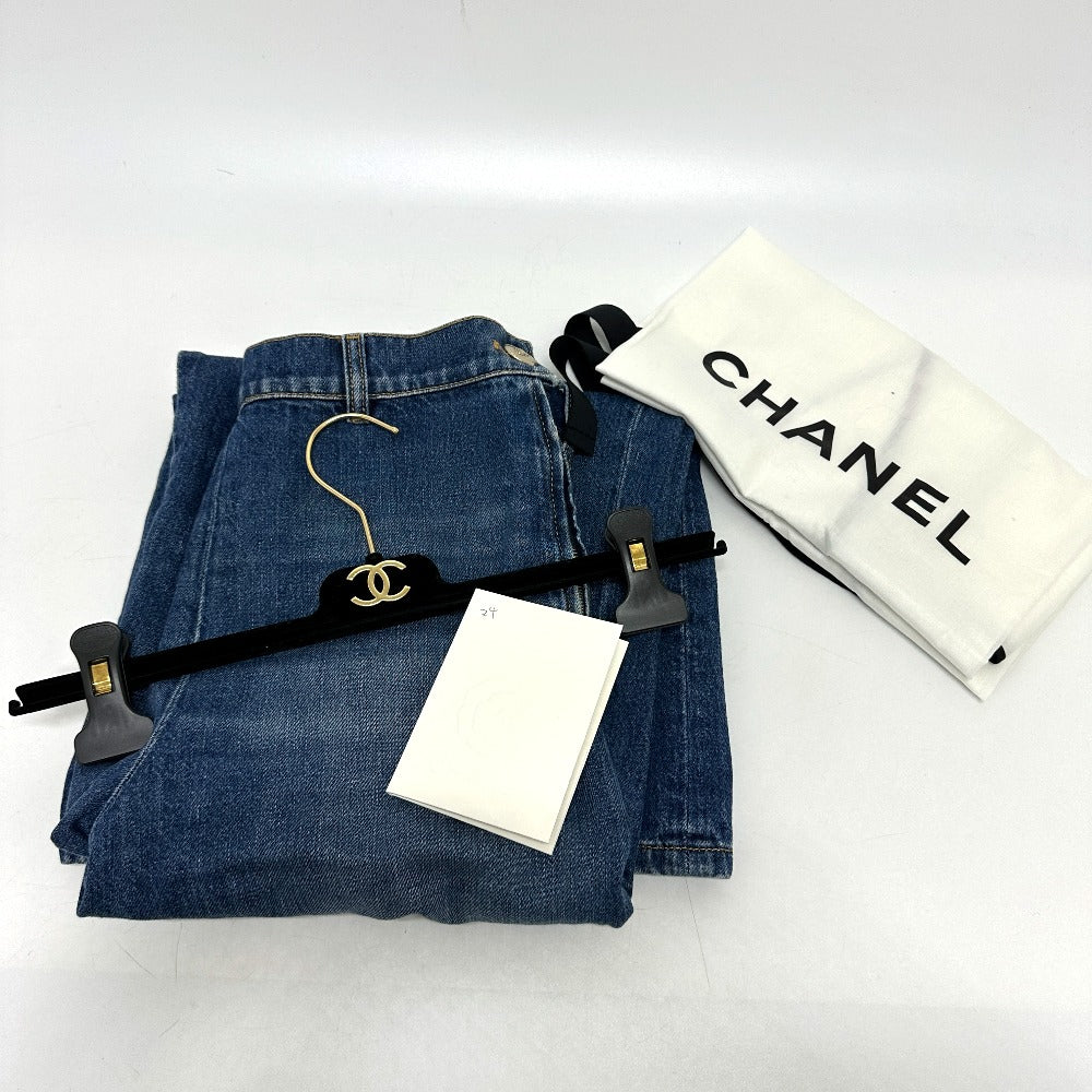 CHANEL P78312 24K ワイド アパレル デニムパンツ デニム レディース ブルー