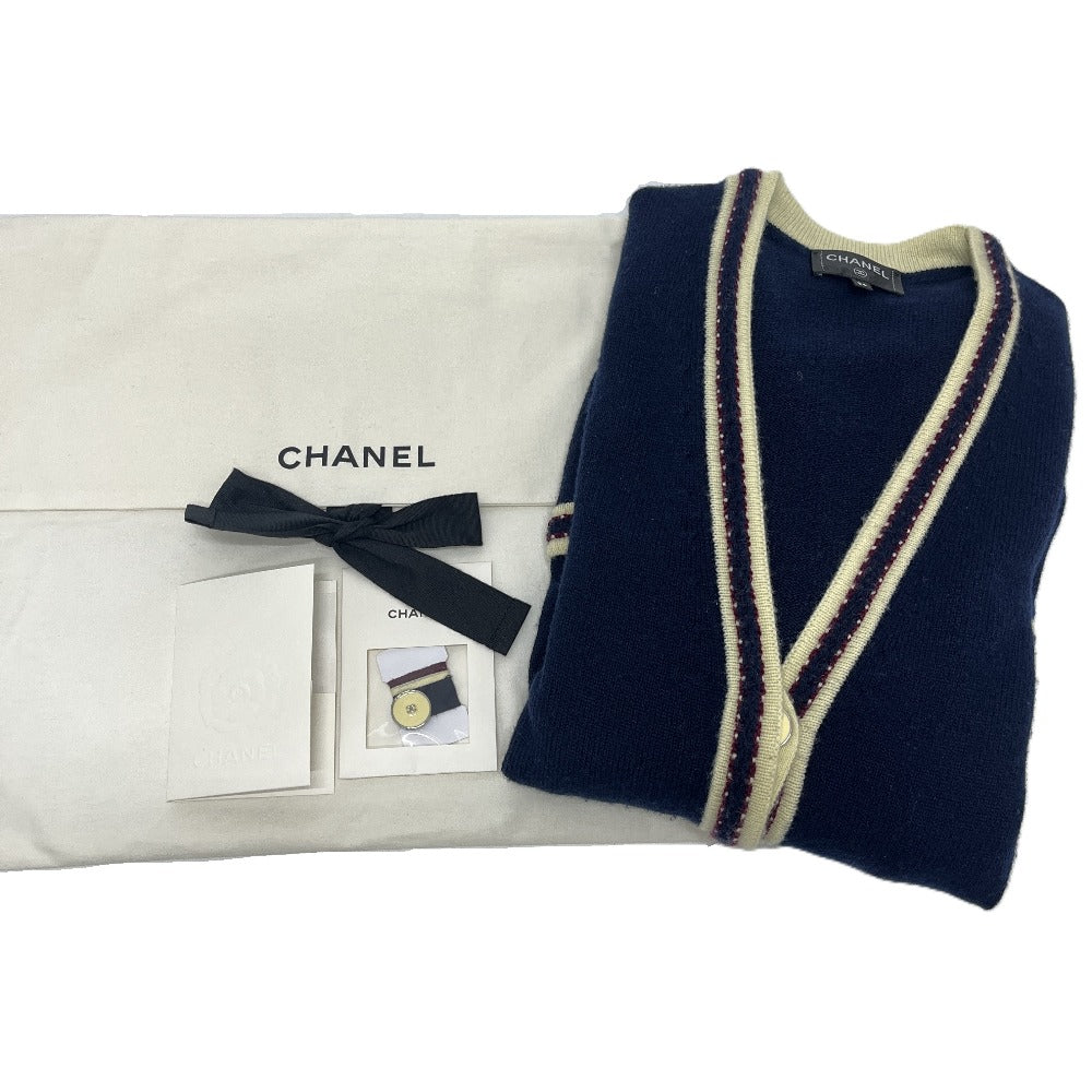 CHANEL P81370 Spring/Summer 2026 Pre-Collection Coco Mark Button Apparel Cardigan Cashmere Women's Navy Blue & Red Navy