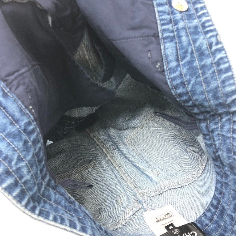 CHANEL P55976 กระโปรงยีนส์ผ้าฝ้ายทรงดินสอความยาวระดับเข่า ติดกระดุมลายโคโค่มาร์ค สีน้ำเงิน สำหรับสุภาพสตรี