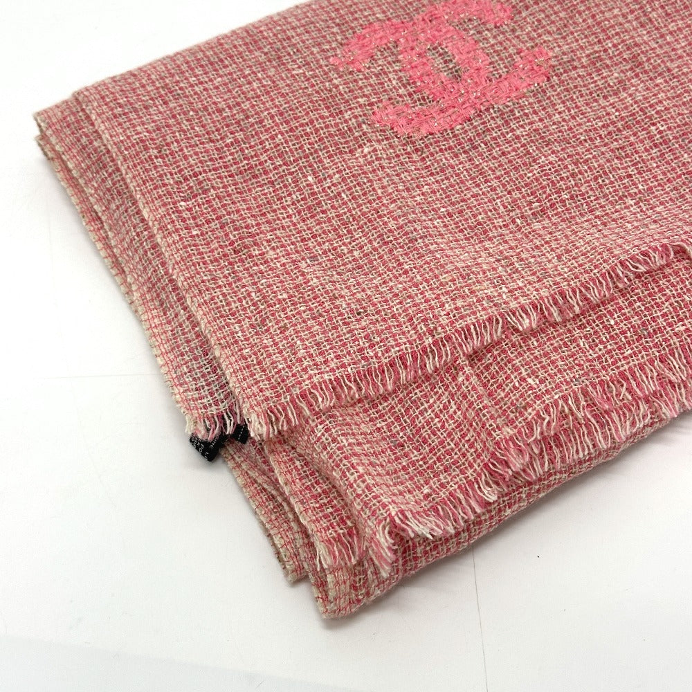 CHANEL CC Mark Thin tweed scarf, fashion accessory Stole/Shawl wool pink Used