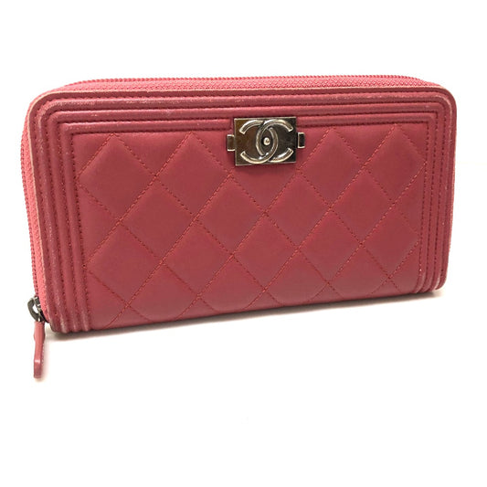 CHANEL A68733 ボーイシャネル ラウンドファスナー長財布 長財布 ラムスキン レディース ローズ