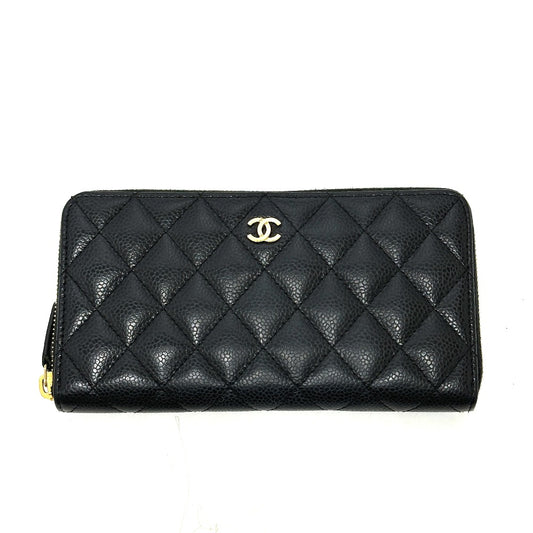 CHANEL A50097 ココマーク マトラッセ ウォレット 長財布 キャビアスキン レディース ブラック