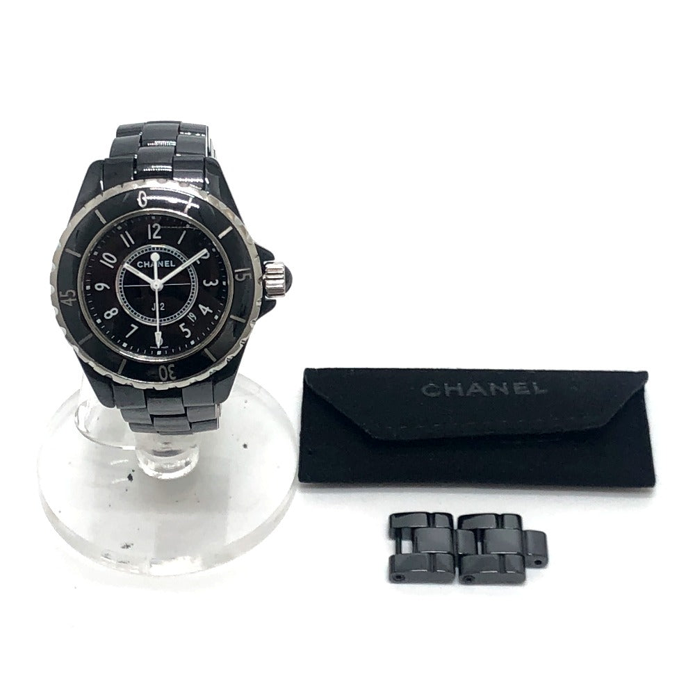 CHANEL H0682 J12 Quartz Watch Date Round Face 33MM Ceramic Ladies Black Wristwatch