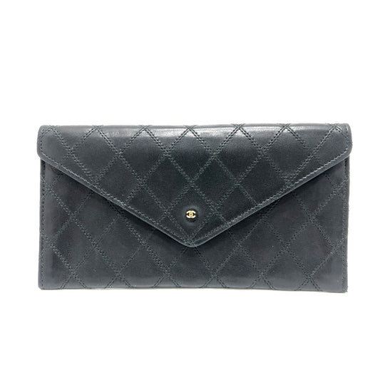 CHANEL マトラッセ 財布 ロングウォレット 小物 フラップウォレット 長財布 ラムスキン レディース ブラック