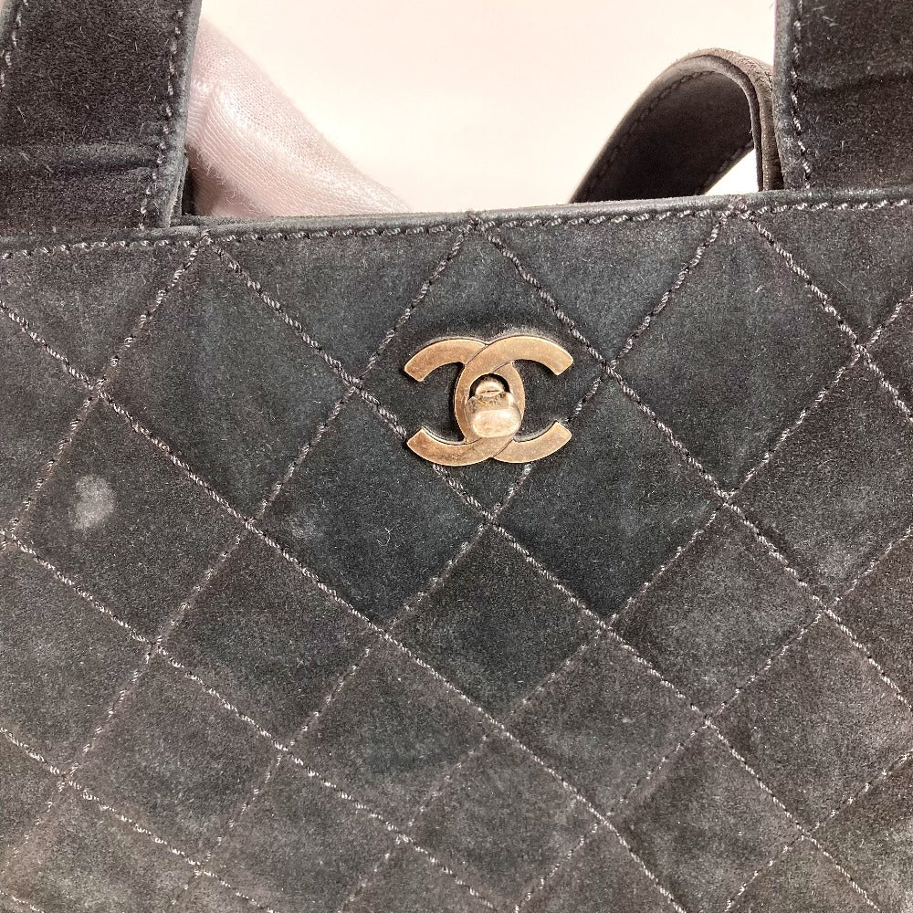 CHANEL マトラッセ キルティング CC ココマーク ターンロック ショルダーバッグ 肩掛け カバン 2WAYバッグ 斜め掛け トートバッグ スエード レディース ブラック