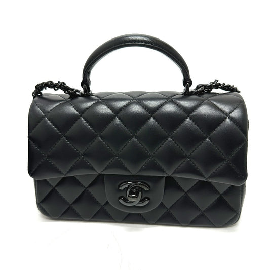 CHANEL マトラッセ 20 マトラッセ20 キルティング CC ココマーク トップハンドル ソーブラック ミニフラップ 2WAYバッグ ショルダーバッグ ハンドバッグ ラムスキン レディース ブラック