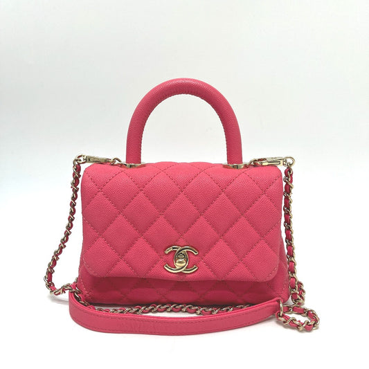 CHANEL AS2215 ココハンドルXXS ココハンドル19 2WAY カバン バッグ ハンドバッグ キャビアスキン レディース コーラルピンク ピンク