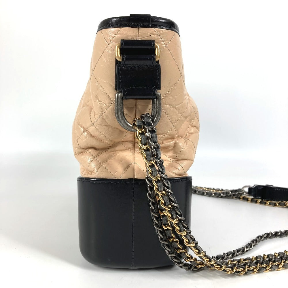 CHANEL A93824 Two-tone Gabriel Matelasse Quilted Crossbody Chain Shoulder Bag in Beige Leather