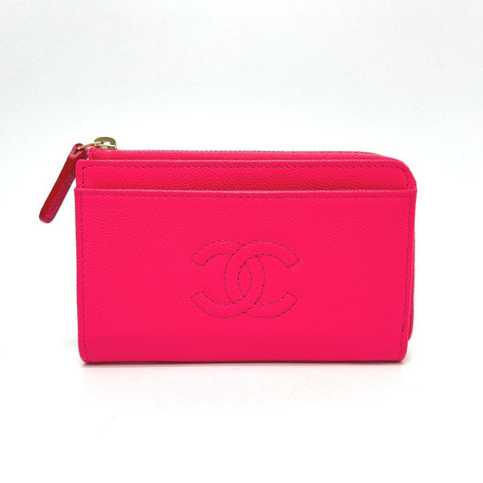 CHANEL AP4661 Cruise Collection Fragment Case Zip Compact Wallet Card Case Wallet coin purse Caviar Leather pink Used