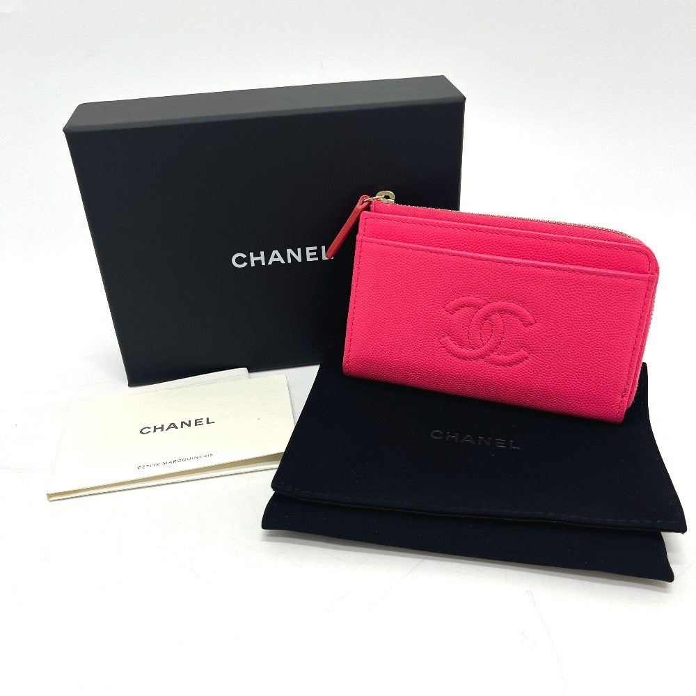 CHANEL AP4661 Cruise Collection Fragment Case Zip Compact Wallet Card Case Wallet coin purse Caviar Leather pink Used