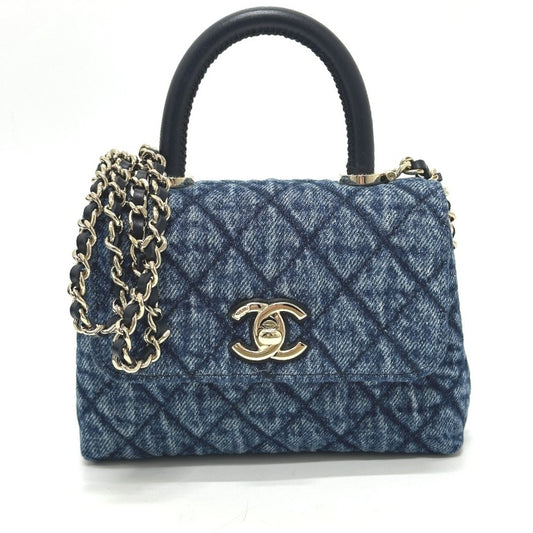 CHANEL AP4244 ココハンドル ミニミニ ウォッシュドデニム 2WAY ショルダーバッグ デニム レディース ブルー