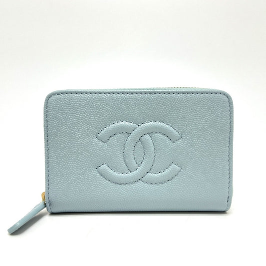 CHANEL AP4658 CC Mark Métiers d'Art Card Case Wallet Wallet coin purse Caviar Leather blue Used