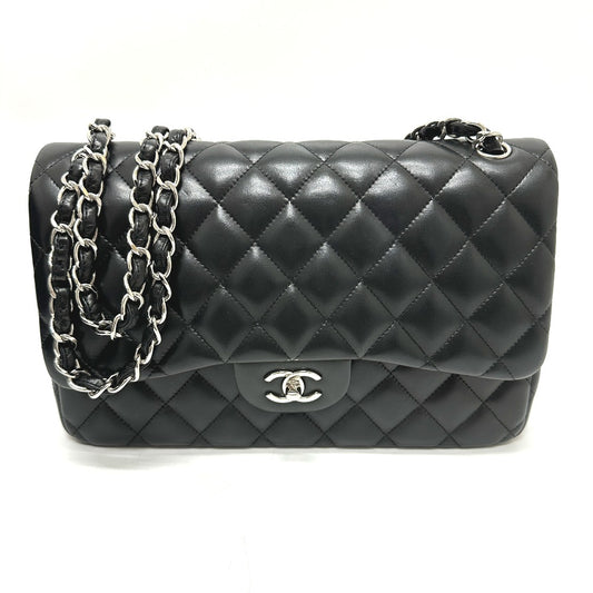 CHANEL A58600 マトラッセ30 Wフラップ Wチェーン 肩掛け 斜め掛け カバン ショルダーバッグ ラムスキン レディース ブラック