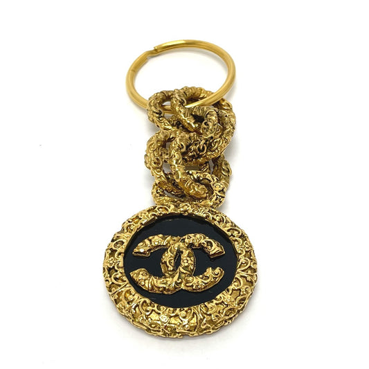 CHANEL ココ ココマーク ヴィンテージ チャーム 03A キーリング 真鍮 レディース ゴールド×ブラック