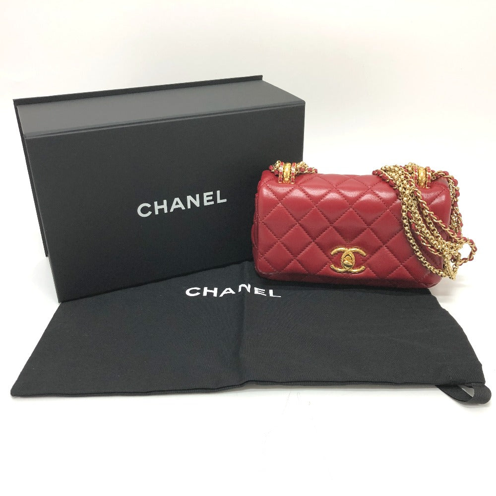 CHANEL マトラッセ ココマーク ミニマトラッセ マトラッセミニ マトラッセ20 マトラッセ 20 3チェーン カバン 斜め掛け ショルダーバッグ ラムスキン レディース レッド