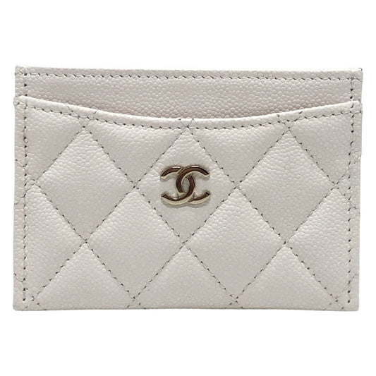 CHANEL AP0213 ココマーク クラシック ゴールド金具 キャビアスキン 小物 カードケース キャビアスキン レディース ホワイト
