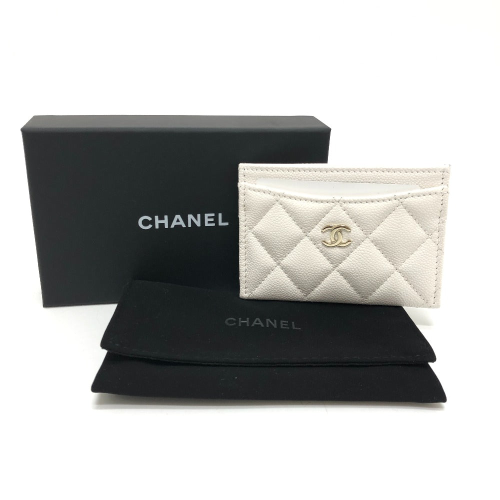 CHANEL AP0213 CC Mark Classic GoldHardware Caviar Leather Accessories Card Case Caviar Leather White Used