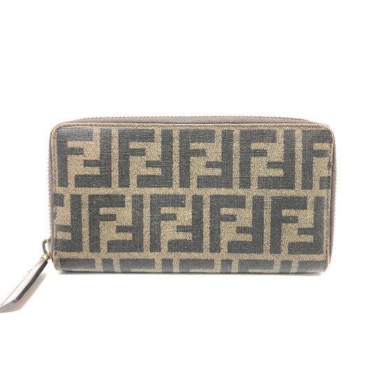 FENDI 7M0174 ロングウォレット ズッカ ラウンドファスナー長財布 長財布 PVC/レザー メンズ ブラウン