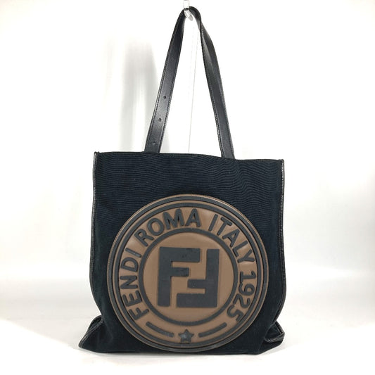 FENDI 7VA435 縦型 ショルダーバッグ 肩掛け ロゴ FF カバン トートバッグ キャンバス/レザー ユニセックス ブラック - brandshop-reference