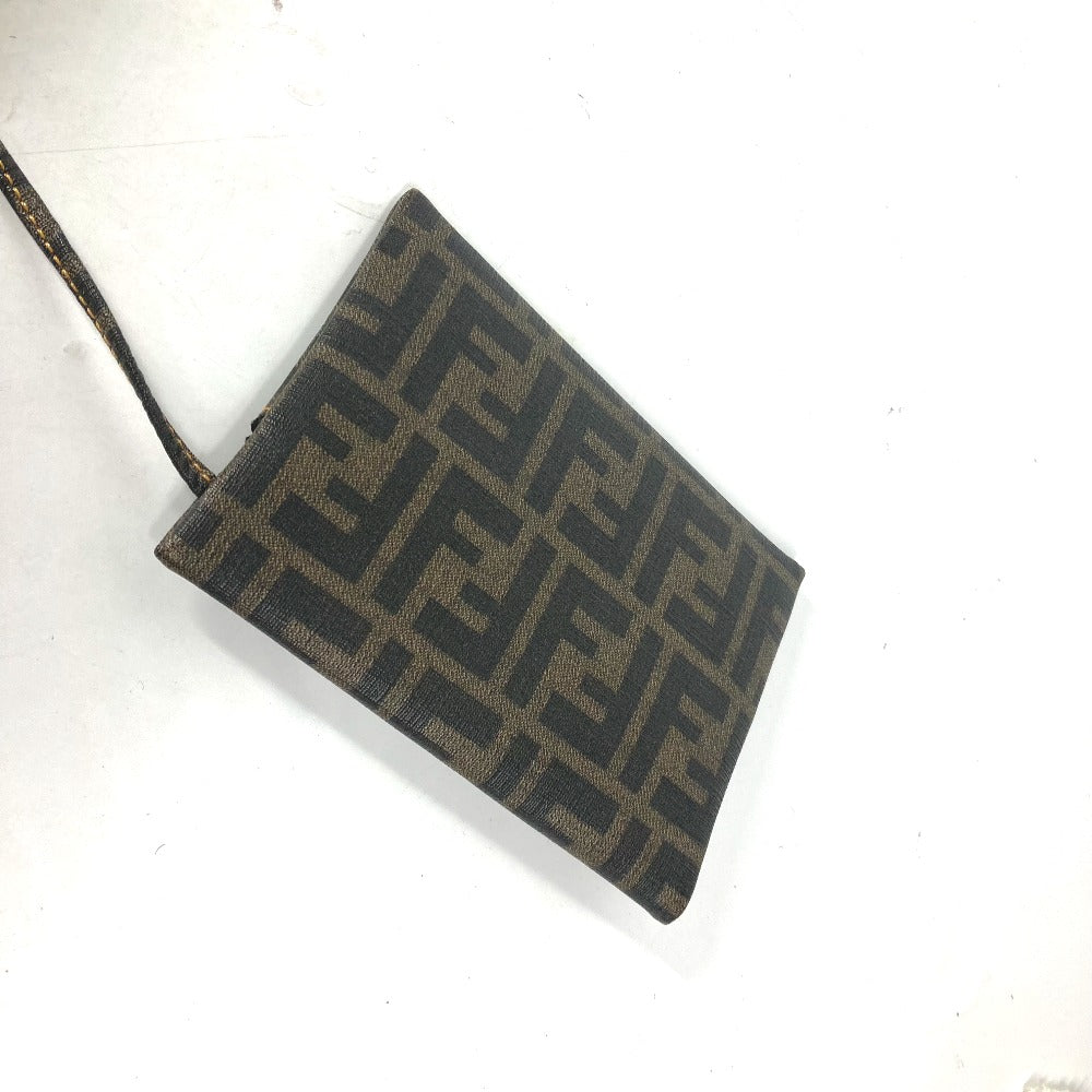 FENDI メッシュバッグ ビーチバッグ ヴィンテージ ズッカ ポーチ付き トートバッグ 肩掛け ショルダーバッグ コーティングレザー レディース ブラウン
