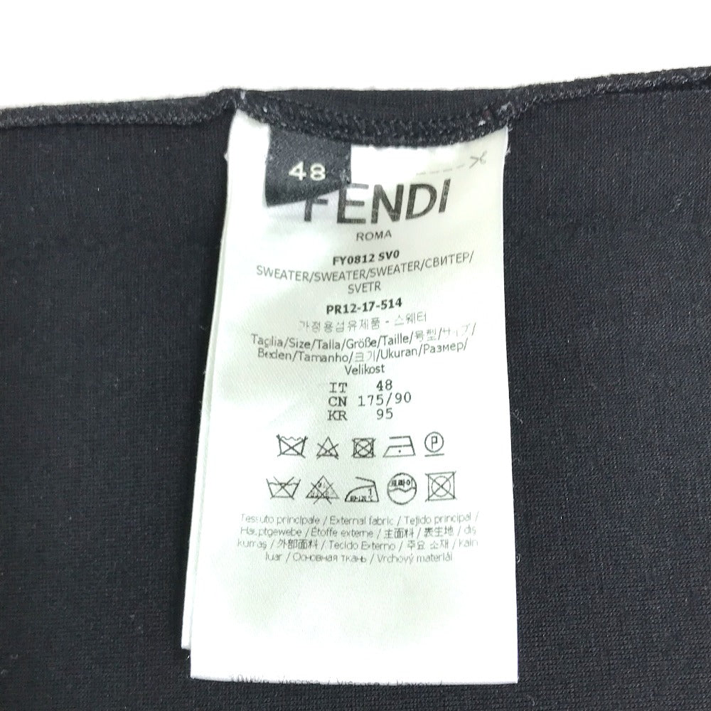 FENDI FY0812 Rubber Logo Sweatshirt, Rayon, Men's, Black