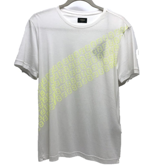 FENDI FY0894 FFロゴ アパレル トップス 半袖Tシャツ コットン メンズ ホワイト×イエロー