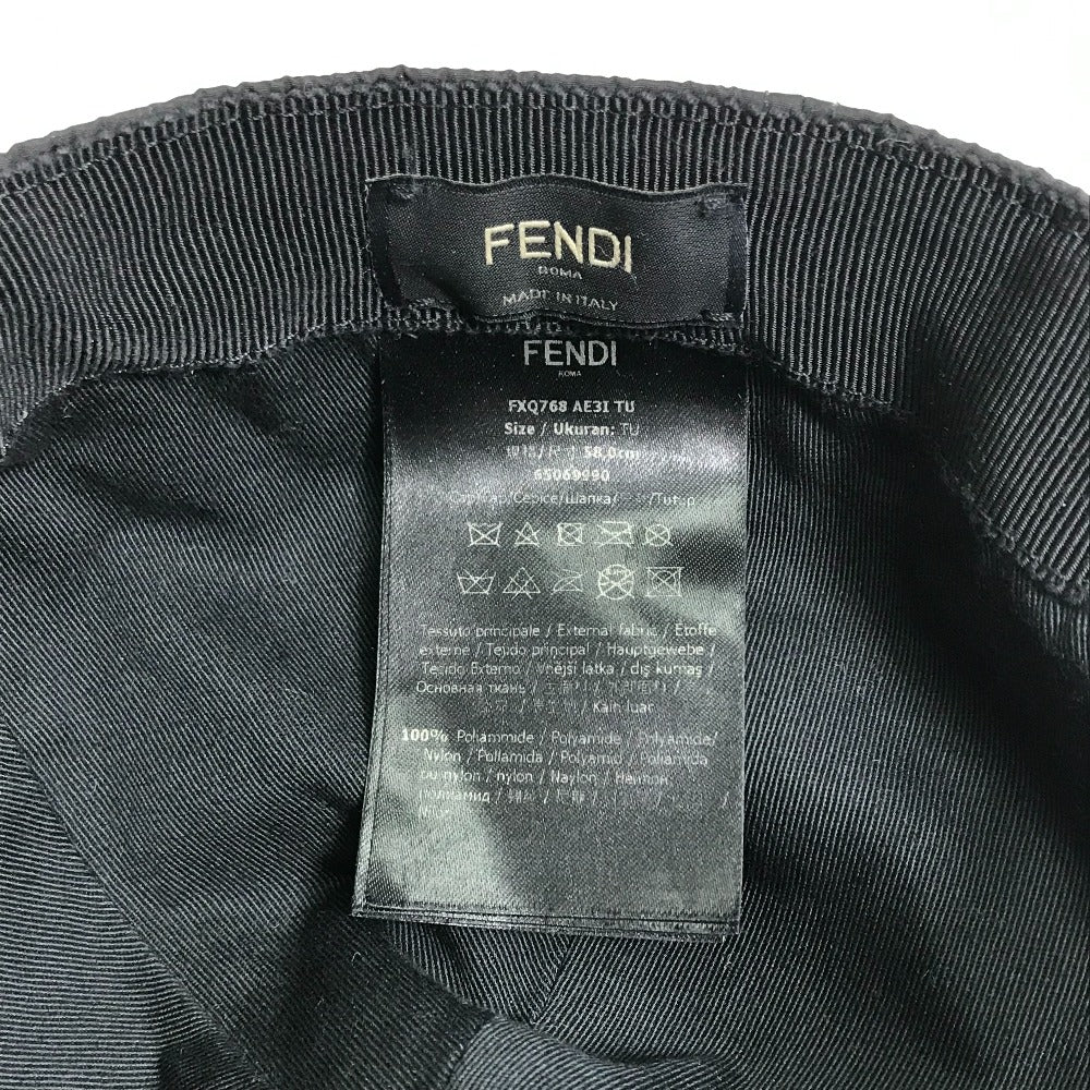 FENDI FXQ768 ロゴ ベースボールキャップ ベースボール 帽子 ヘッドウェア キャップ ナイロン ユニセックス ブラック