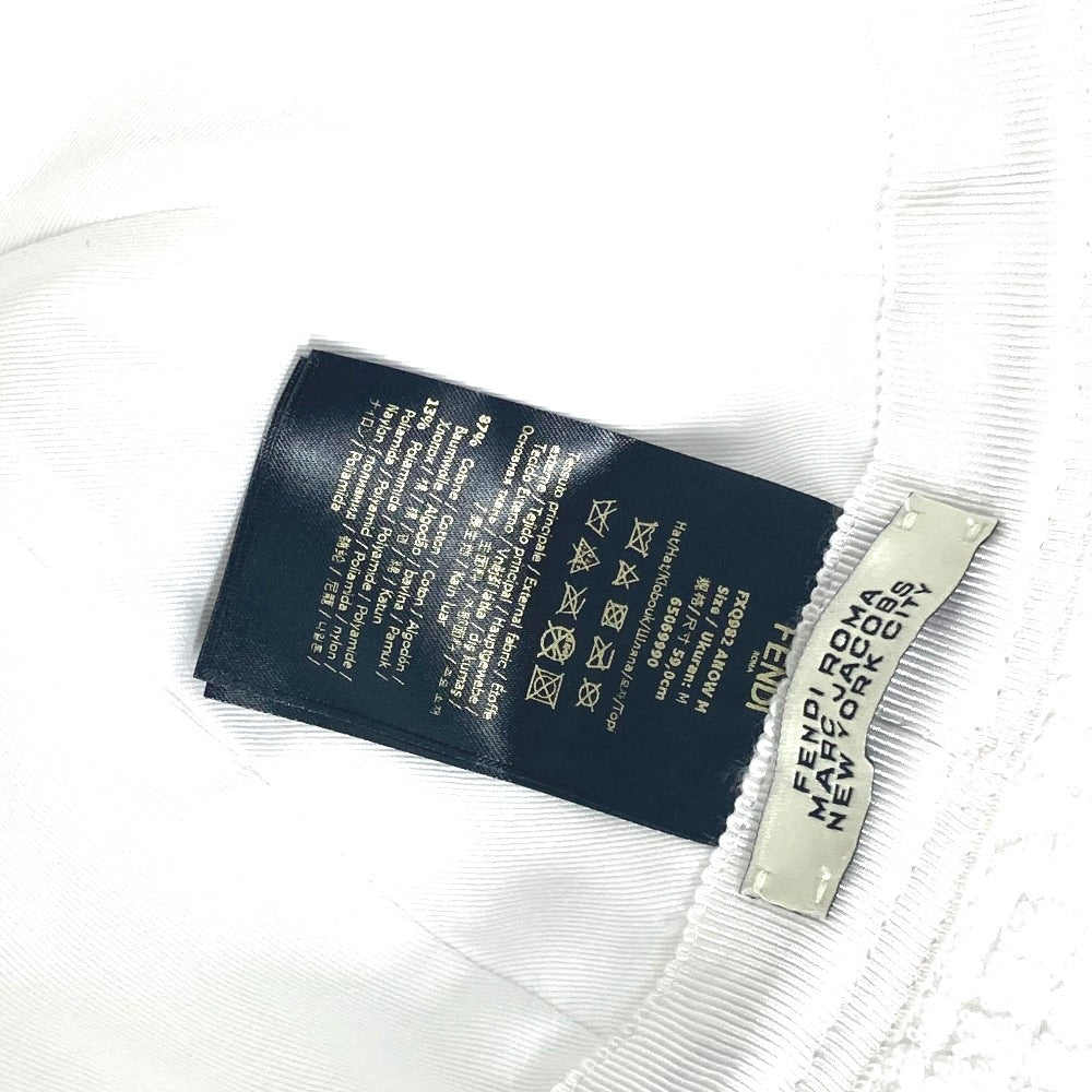 FENDI FXQ982 マークジェイコブス MARC JACOBS コラボ ズッカ ロゴ ハット帽 帽子 バケットハット ボブハット パイル ハット コットン レディース ホワイト
