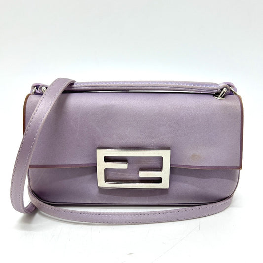 FENDI 7AS142 バゲット スマートフォンポーチ 2WAY ミニバッグ カバン バッグ ショルダーバッグ サテン レディース パープル