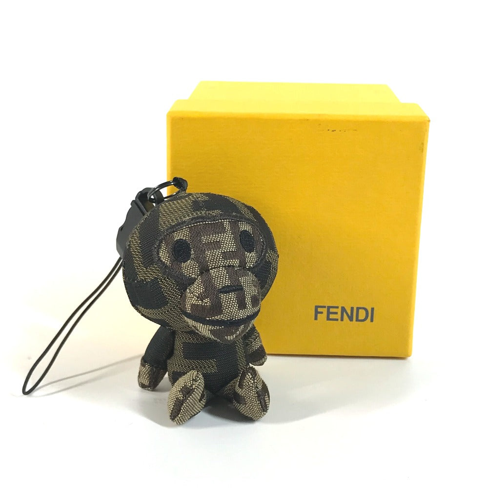 FENDI A BATHING APE アベイシングエイプ コラボ マイロ ズッカ 携帯ストラップ ぬいぐるみ チャーム キャンバス メンズ ブラウン
