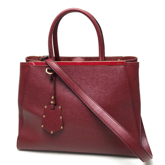 FENDI 8BH250 トゥージュール カバン ハンドバッグ ショルダーバッグ ハンドバッグ レザー レディース ダークレッド