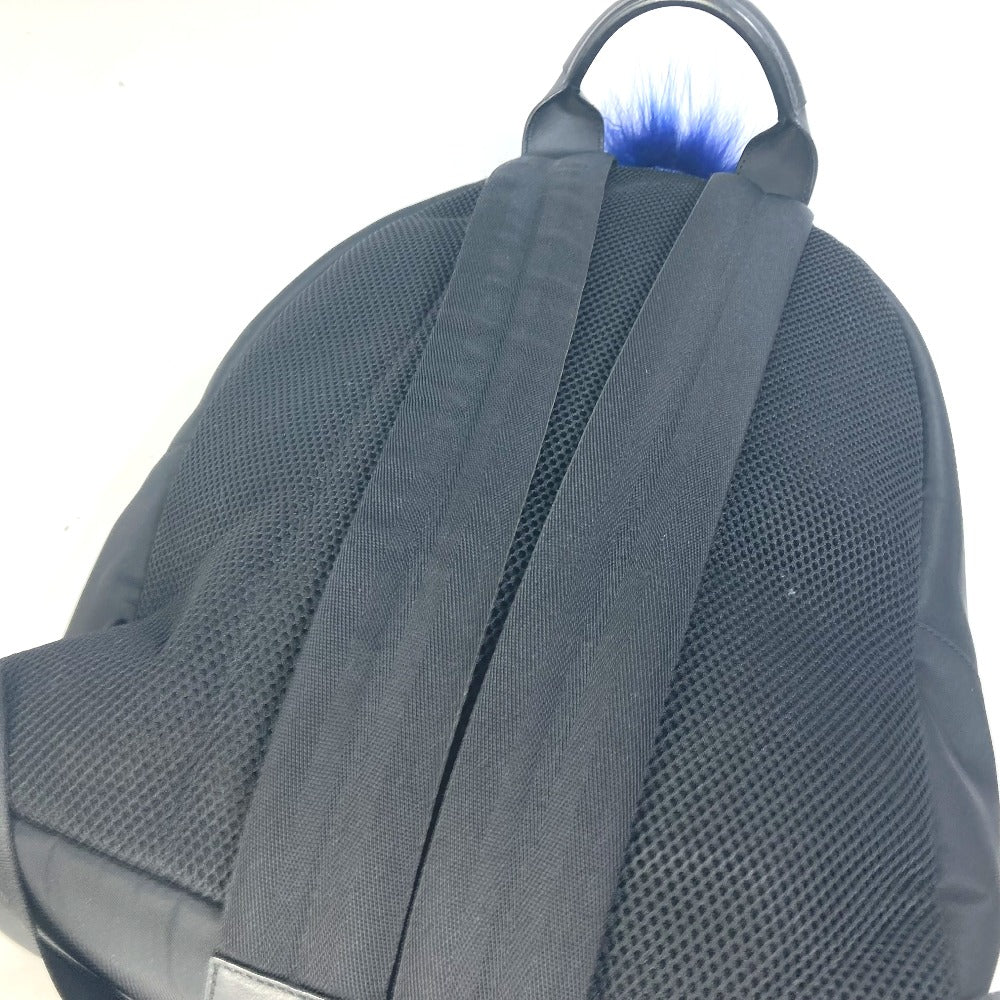 FENDI 7VZ016 Backpack, Karl Lagerfeld, Fur Studs, Nylon, Women's, Black
