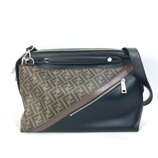 FENDI 8BH253 ズッカ ブリーフケース ビジネス 2WAY ショルダーバッグ 斜め掛け ハンドバッグ PVC メンズ ブラウン
