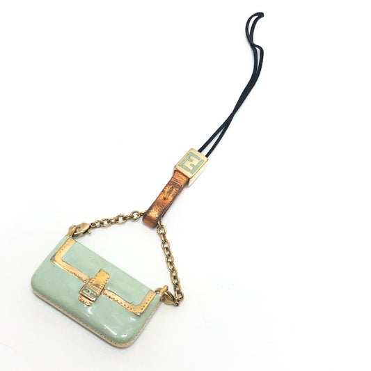 FENDI Bag Motif Mamma Baguette Accessory Key Holder Charm Cell Phone Strap Ceramic Women's Green