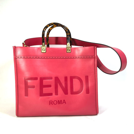 FENDI 8BH386 ショルダーバッグ サンシャインショッパー 2WAY カバン トートバッグ レザー レディース ピンク