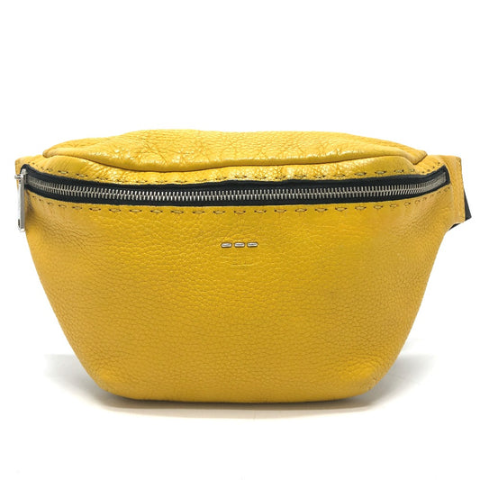 FENDI 7VA434 Selleria Crossbody Bag, body bag, one shoulder bag, stitching Waist Pouch Leather yellow Used