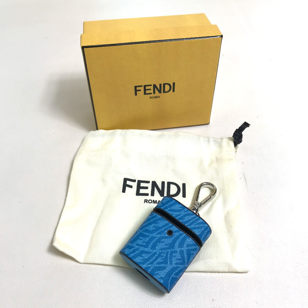 FENDI 7AR987 Zucca Print Airpods Case, Earphone Case, Small Item Case, Plastic, Women's, Blue