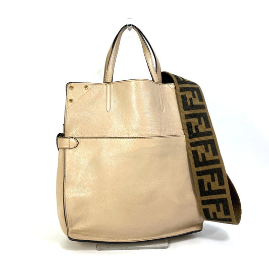 FENDI 8BT303 ズッカ ハンドバッグ FLIP フリップ ラージ FFロゴ ストラップ 2WAYバッグ 斜め掛け ショルダーバッグ レザー/スエード レディース ベージュ