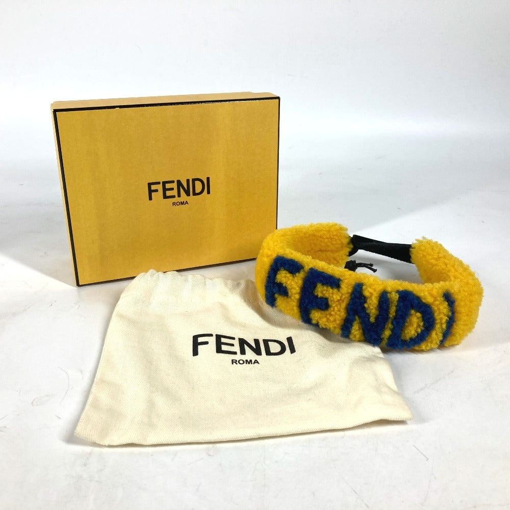 FENDI アイウェア サングラス 眼鏡 ロゴ メガネストラップ グラスコード メガネ掛け ボア ストラップ ファー ユニセックス イエロー
