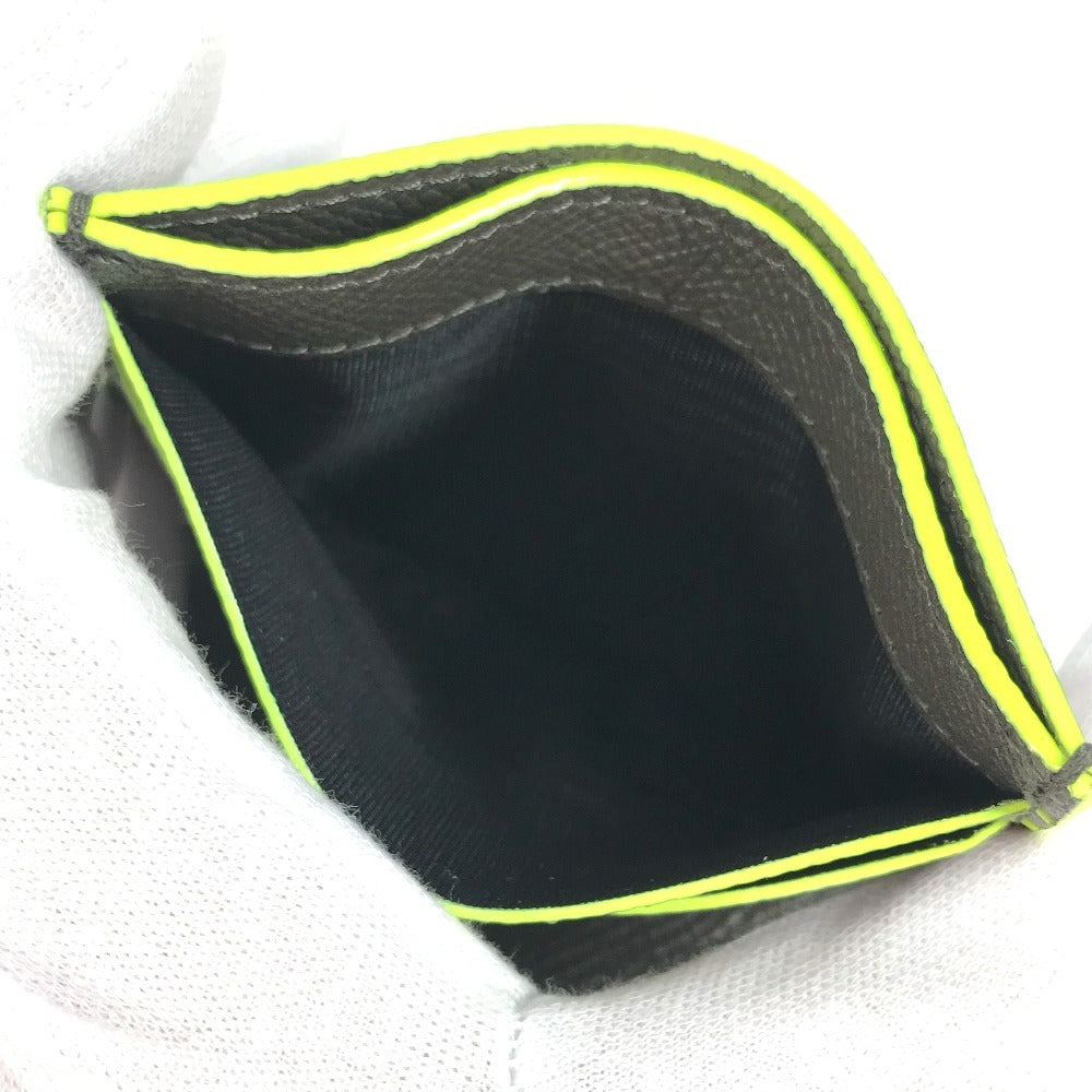 BVLGARI fragment logo multi-case, business card holder, pass case, card case, leather, men's, gray