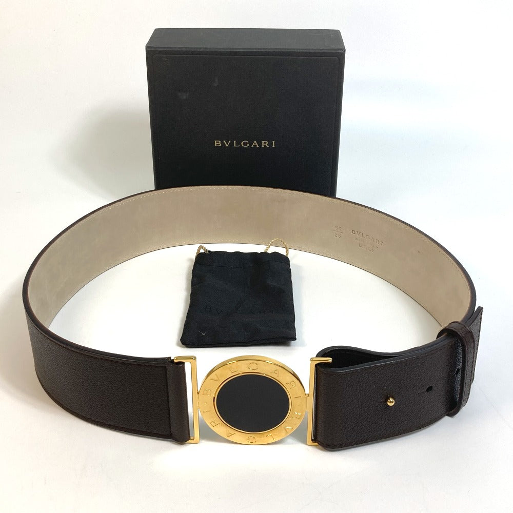 BVLGARI Men's and Women's Bvlgari Bvlgari Fashion Accessory Trouser Belt, Unisex Leather, Dark Brown