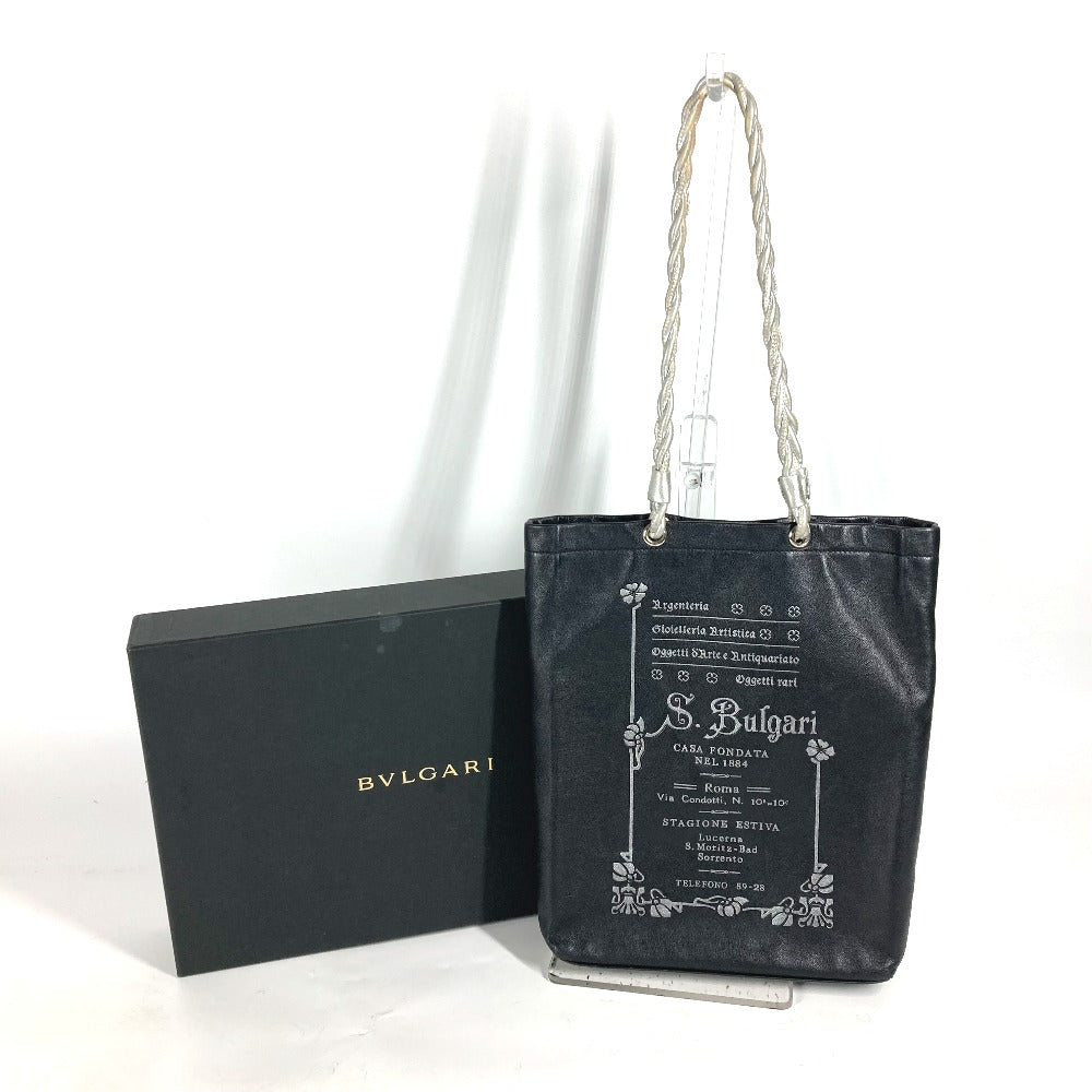 BVLGARI カバン 肩掛け S.bulgari ロゴ 縦型 トートバッグ ショルダーバッグ レザー レディース ブラック