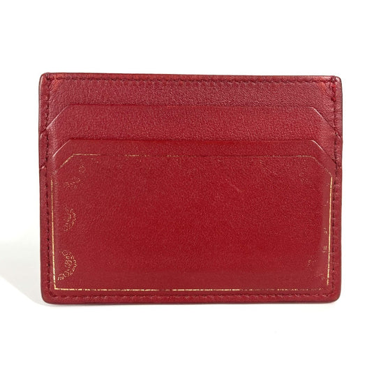 CARTIER Garland de Cartier Business Card Holder Pass Case Card Case Leather wine-red Used