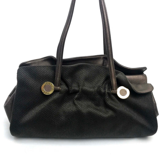 BVLGARI ツイスト ショルダーバッグ カバン トートバッグ ショルダーバッグ キャンバス/レザー レディース ダークブラウン