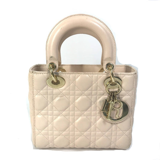 Dior ショルダーバッグ 斜め掛け カバン レディディオール Ladydior ミニ 2WAYバッグ ハンドバッグ レザー レディース ピンクベージュ ベージュ