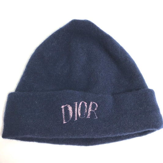 Dior 013MB10AT995 ロゴ ビーニー 帽子 ニット帽 ニットキャップ ニット帽 カシミヤ メンズ ネイビー