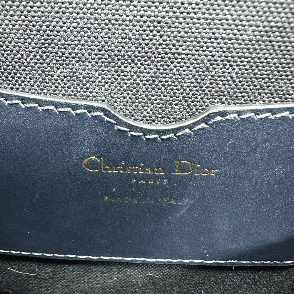 Dior CD カナージュ カロ チェーン ショルダーバッグ レザー レディース グレー