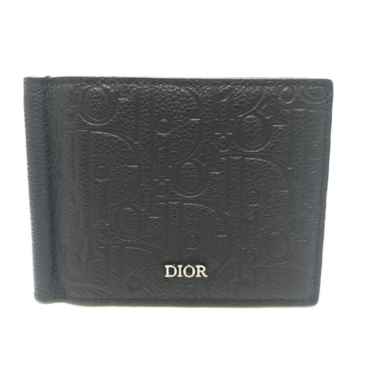Dior 2ESBH069FLG_H00N Gravity Money Clip Wallet Bi-fold Wallet Leather Men's Black