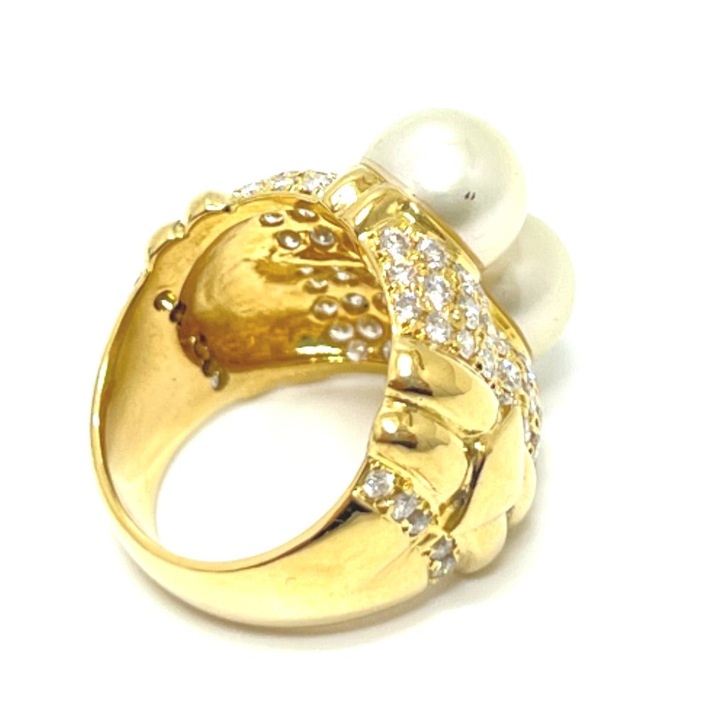 jewelry K18 2玉パール D1.46ct ダイヤ リング・指輪 K18YG レディース ゴールド
