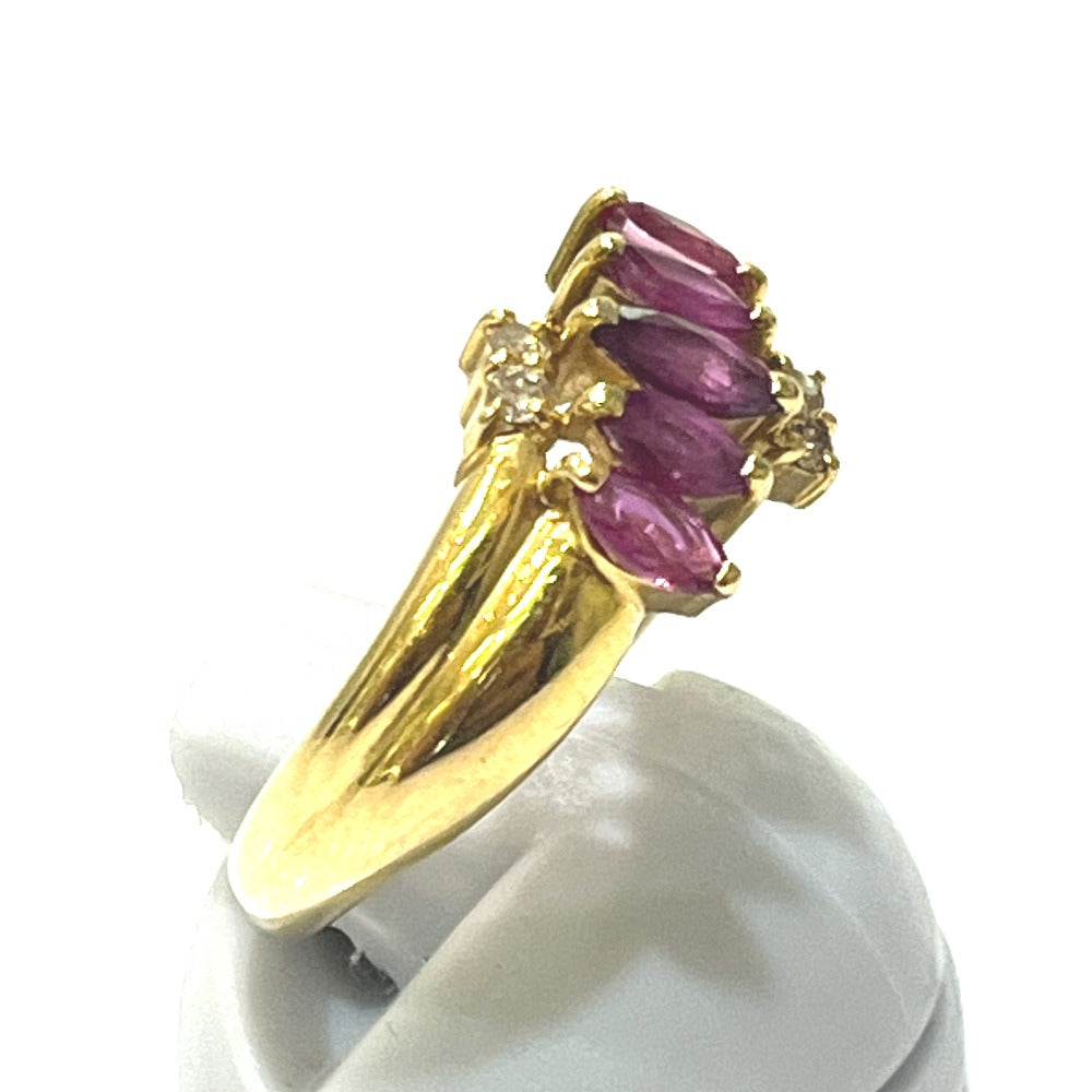Jewelry K18 R0.54 D0.06ct Ruby Accessory Colored Stone Gemstone Ring K18 Women's Gold